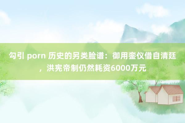 勾引 porn 历史的另类脸谱：御用銮仪借自清廷，洪宪帝制仍然耗资6000万元