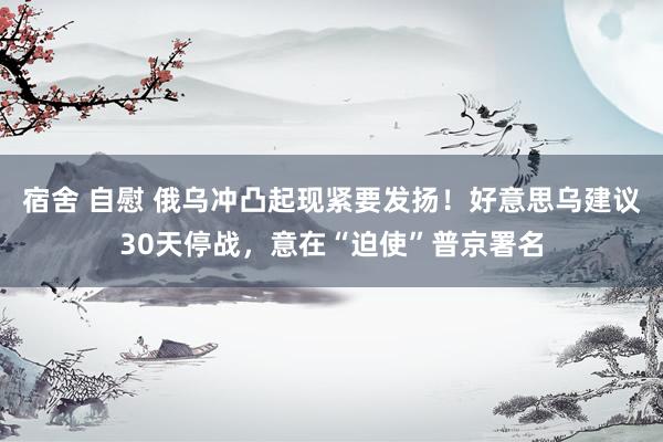 宿舍 自慰 俄乌冲凸起现紧要发扬！好意思乌建议30天停战，意在“迫使”普京署名