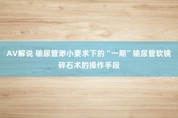 AV解说 输尿管渺小要求下的“一期”输尿管软镜碎石术的操作手段