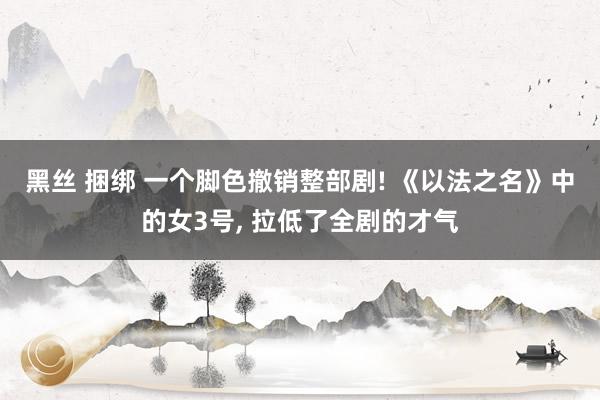 黑丝 捆绑 一个脚色撤销整部剧! 《以法之名》中的女3号, 拉低了全剧的才气